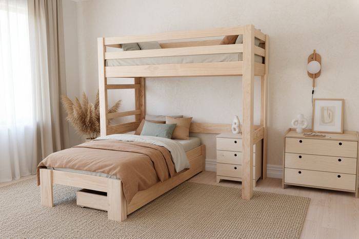 Classic L-shaped Bunk Bed PINE