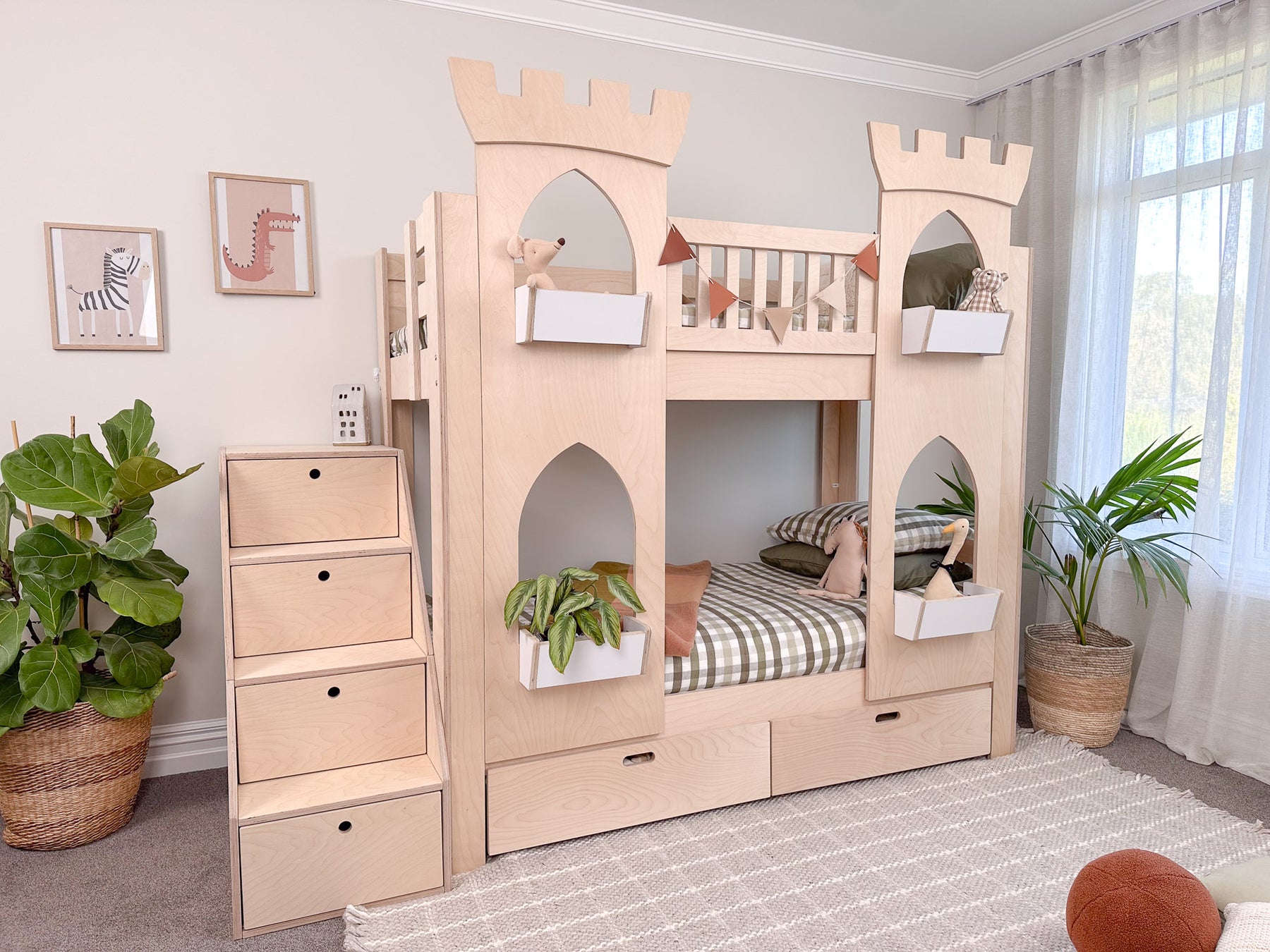 Castle Bunk Bed with Two Towers | Magic of wood NZ bunk beds