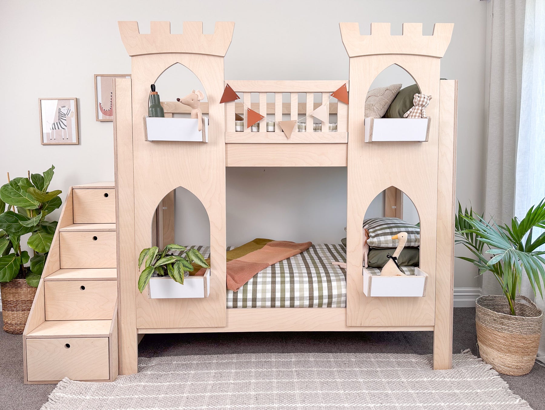 Castle Bunk Bed with Two Towers | Magic of wood NZ bunk beds