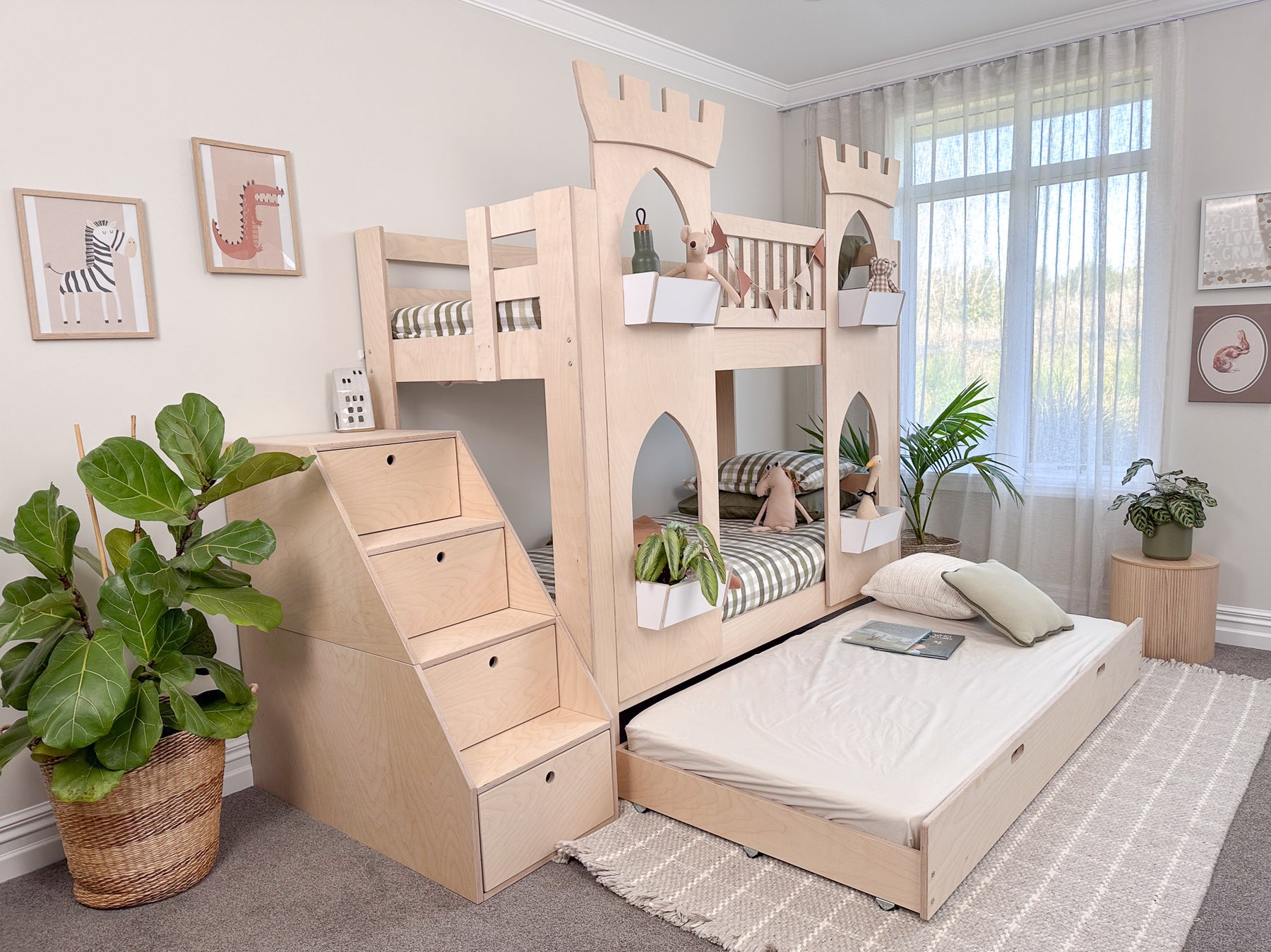 Castle Bunk Bed with Two Towers | Magic of wood NZ bunk beds
