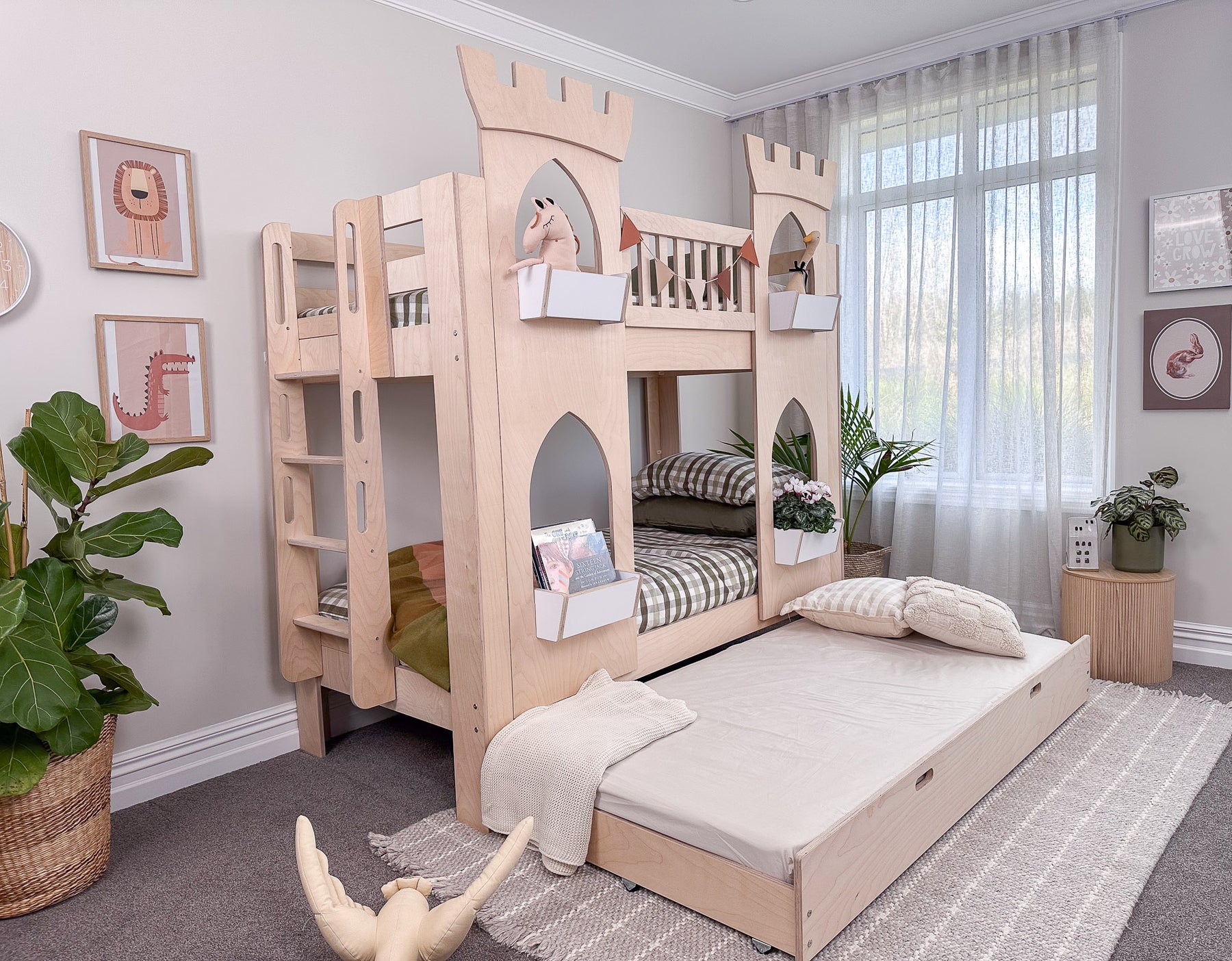 Castle Bunk Bed with Two Towers | Magic of wood NZ bunk beds