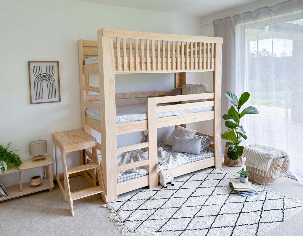Scandi Triple vertical bunk bed PINE | Magic of wood NZ