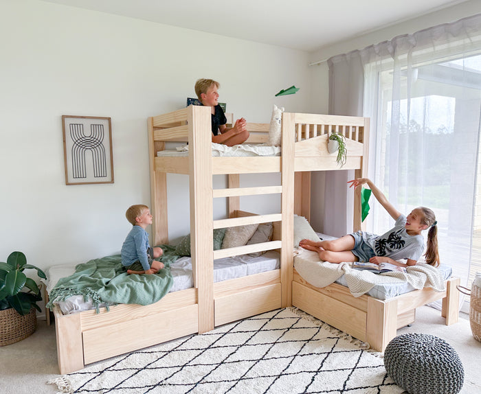 Cozy Triple L-shaped bunk bed PINE