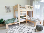 Cozy Triple L-shaped bunk bed PINE