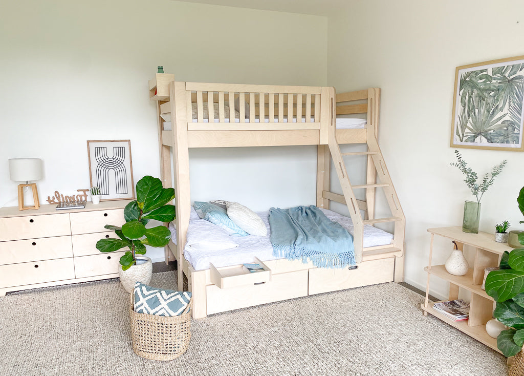 Double bed size bunk beds best sale