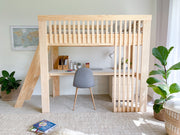 Scandinavia loft bed with desk PINE