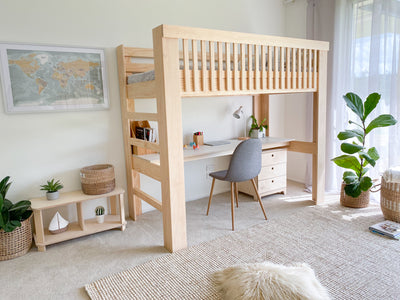 Scandi loft bed with desk PINE
