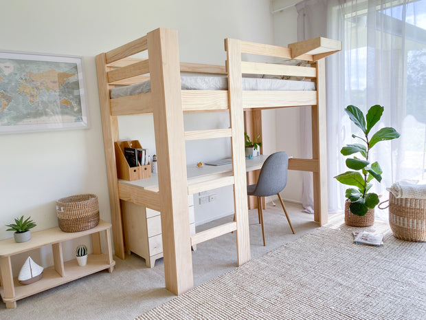Classic loft bed with desk PINE