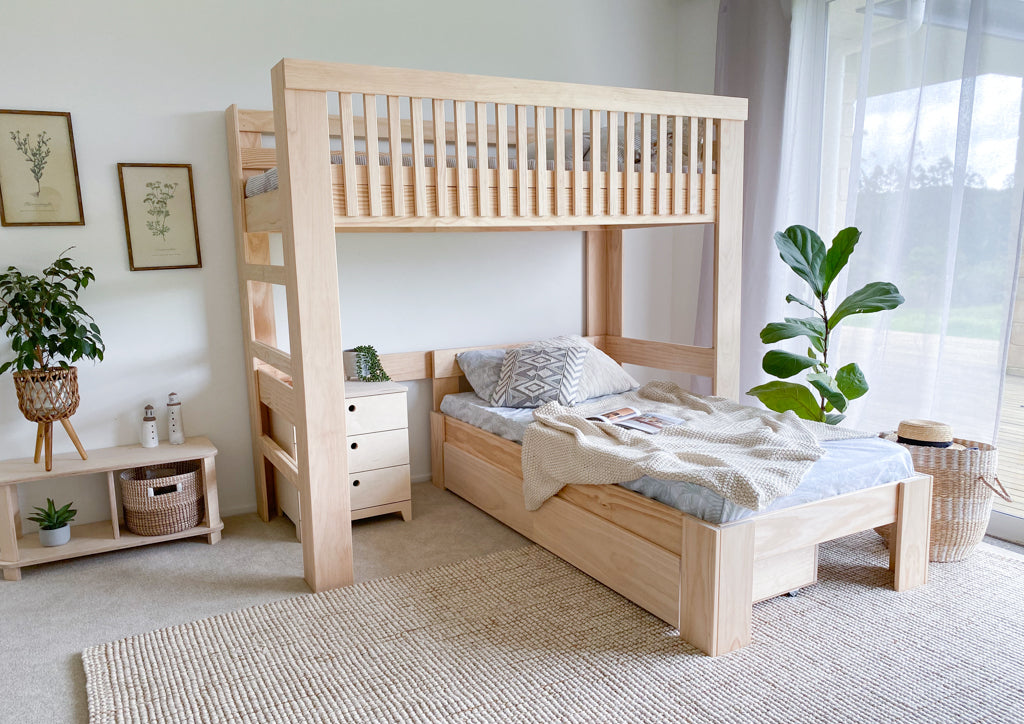 Bunk Beds L-shaped Pine – Magic Of Wood Nz