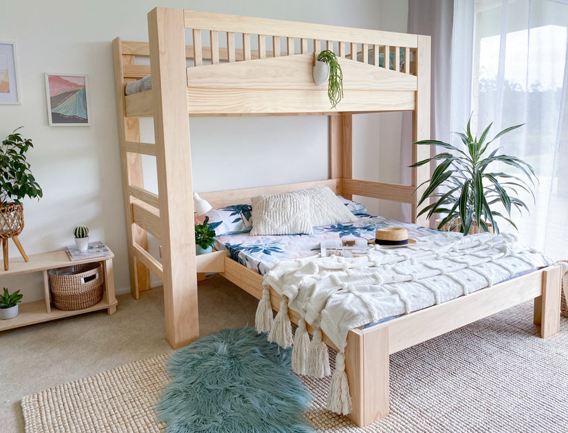 Family Cozy T-shaped bunk bed PINE – Magic of wood NZ