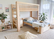 Scandi L-shaped bunk bed PINE
