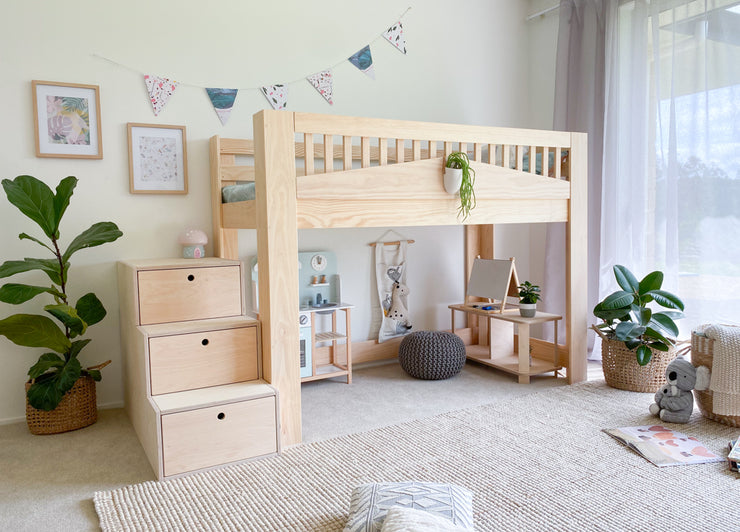 Cozy LOW loft bed PINE