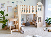 Country house LOW loft bed PINE