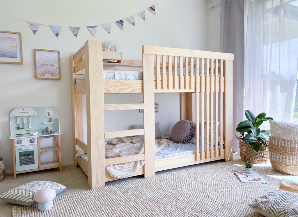 Scandinavia LOW bunk bed PINE – Magic of wood NZ